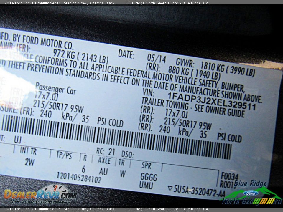 2014 Ford Focus Titanium Sedan Sterling Gray / Charcoal Black Photo #26