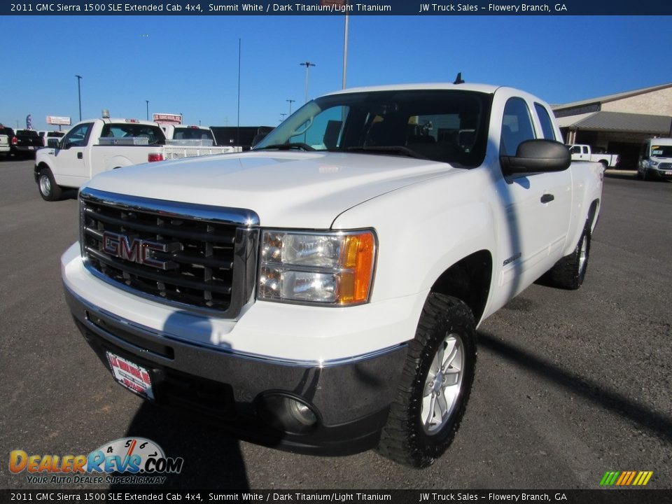 2011 GMC Sierra 1500 SLE Extended Cab 4x4 Summit White / Dark Titanium/Light Titanium Photo #1