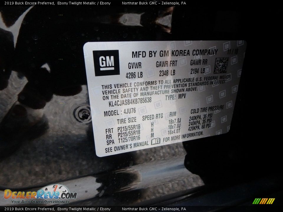 2019 Buick Encore Preferred Ebony Twilight Metallic / Ebony Photo #16