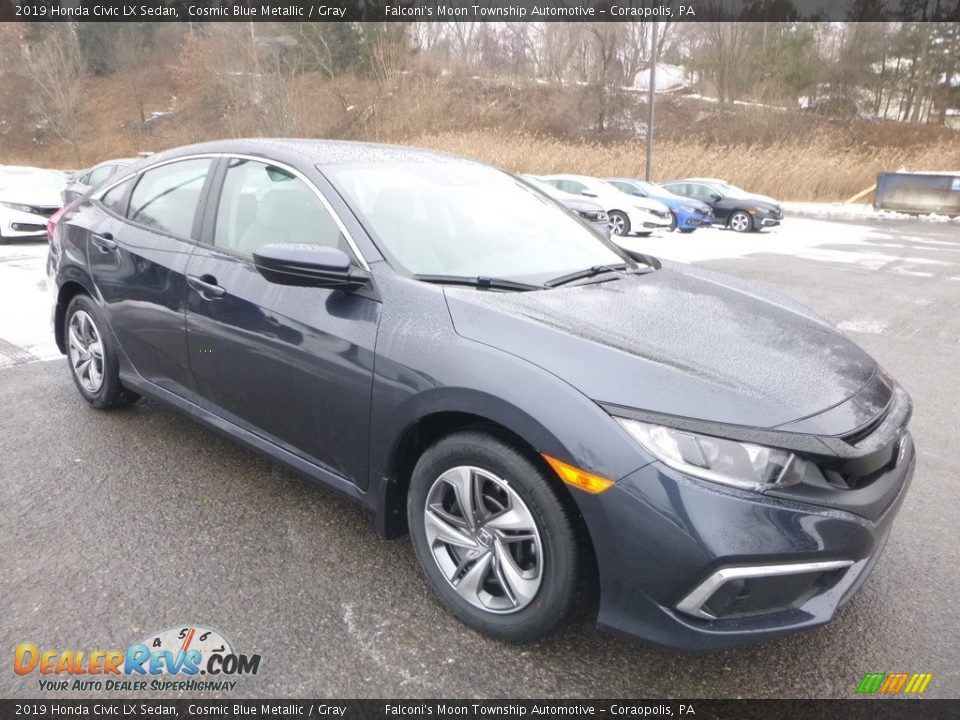 2019 Honda Civic LX Sedan Cosmic Blue Metallic / Gray Photo #7