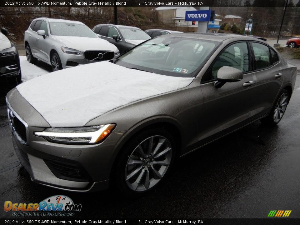 2019 Volvo S60 T6 AWD Momentum Pebble Gray Metallic / Blond Photo #5