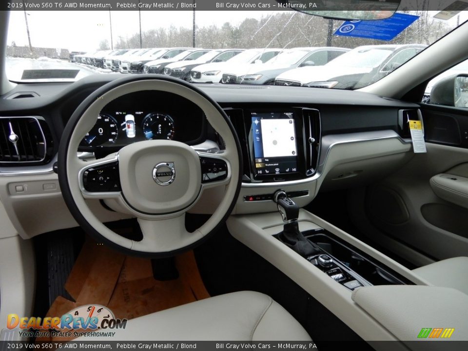2019 Volvo S60 T6 AWD Momentum Pebble Gray Metallic / Blond Photo #9