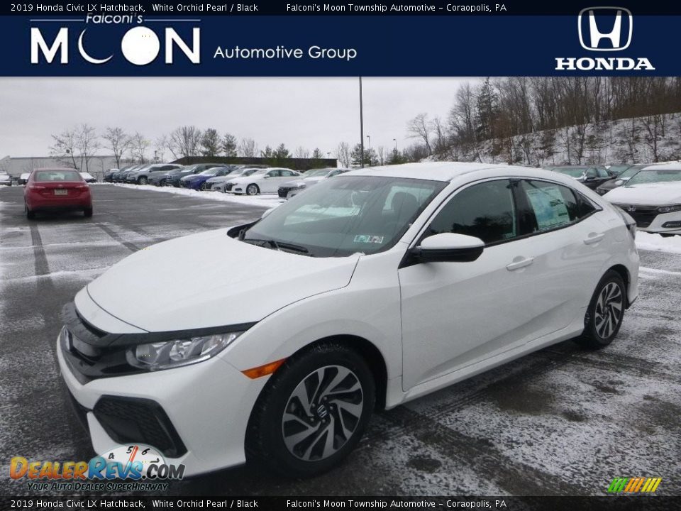 2019 Honda Civic LX Hatchback White Orchid Pearl / Black Photo #1