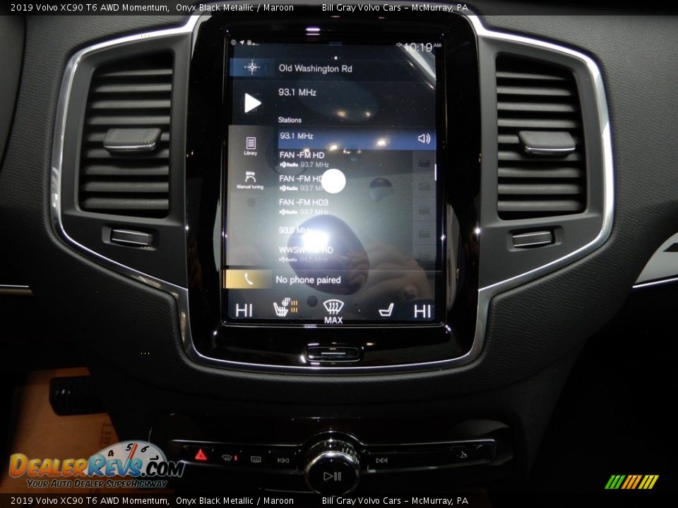 2019 Volvo XC90 T6 AWD Momentum Onyx Black Metallic / Maroon Photo #15
