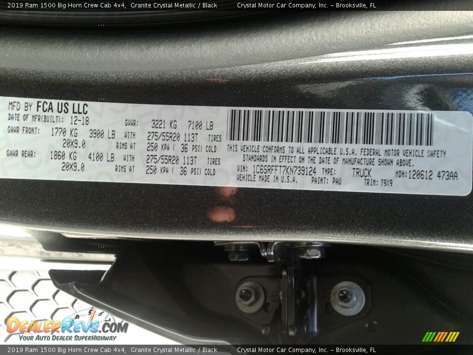 2019 Ram 1500 Big Horn Crew Cab 4x4 Granite Crystal Metallic / Black Photo #21