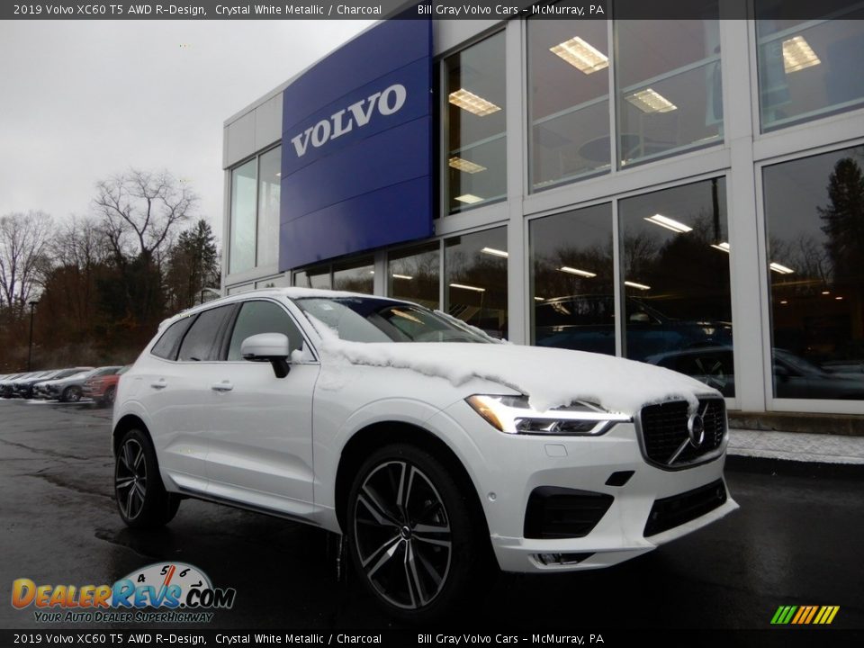 2019 Volvo XC60 T5 AWD R-Design Crystal White Metallic / Charcoal Photo #1