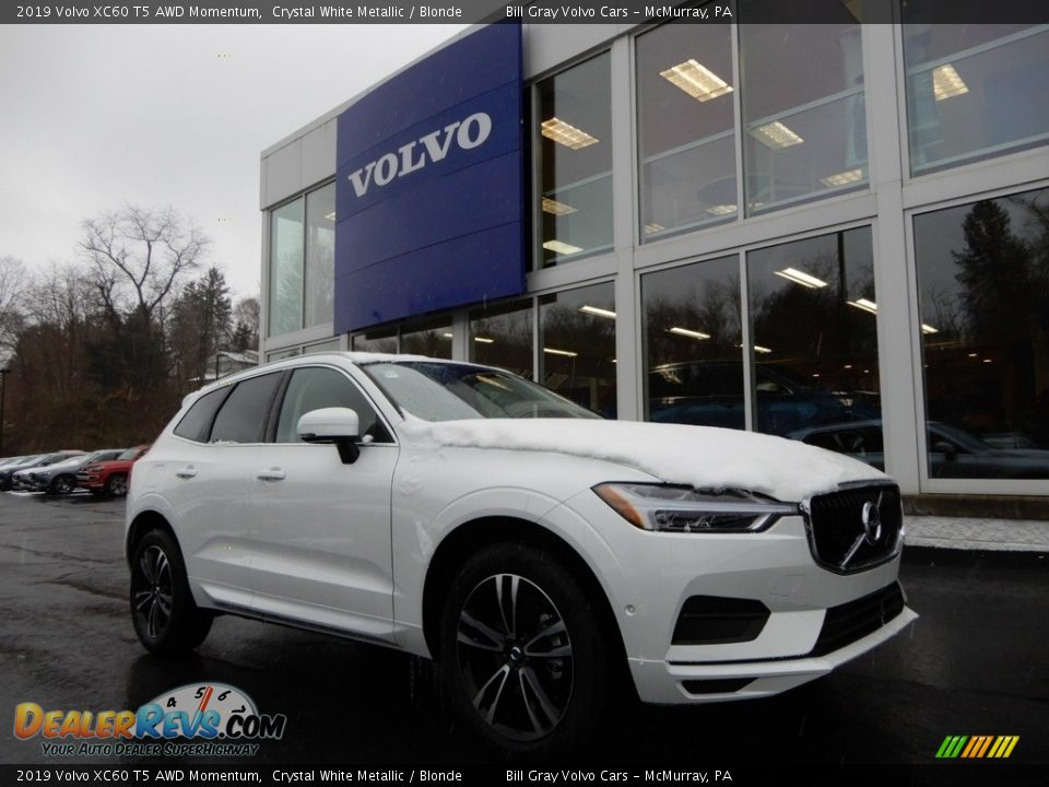 2019 Volvo XC60 T5 AWD Momentum Crystal White Metallic / Blonde Photo #1