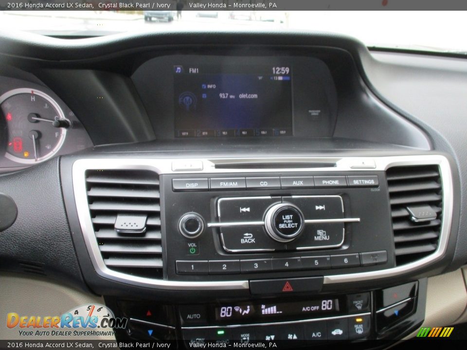 2016 Honda Accord LX Sedan Crystal Black Pearl / Ivory Photo #13