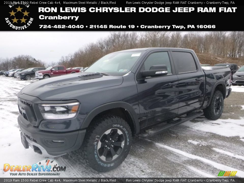 2019 Ram 1500 Rebel Crew Cab 4x4 Maximum Steel Metallic / Black/Red Photo #1
