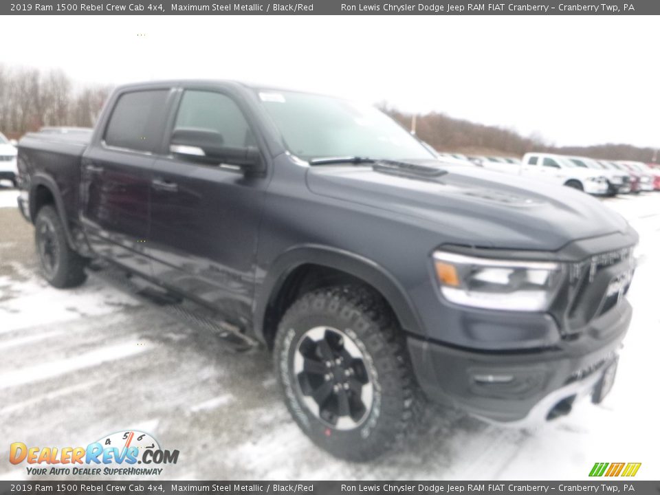 2019 Ram 1500 Rebel Crew Cab 4x4 Maximum Steel Metallic / Black/Red Photo #8