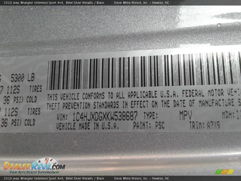 2019 Jeep Wrangler Unlimited Sport 4x4 Billet Silver Metallic / Black Photo #28