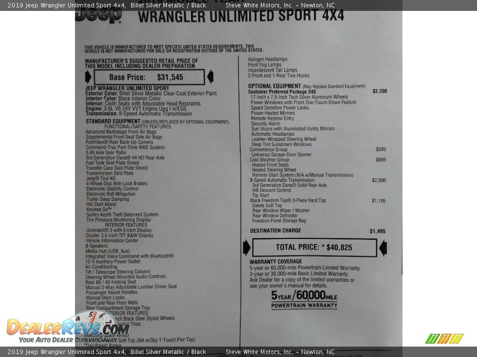 2019 Jeep Wrangler Unlimited Sport 4x4 Billet Silver Metallic / Black Photo #29