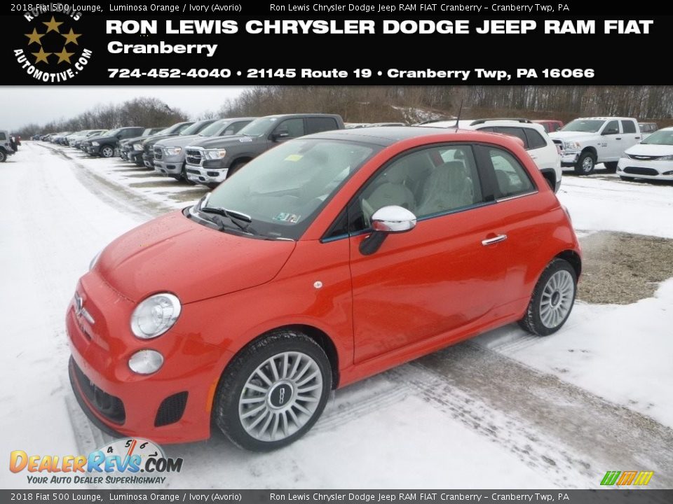 2018 Fiat 500 Lounge Luminosa Orange / Ivory (Avorio) Photo #1