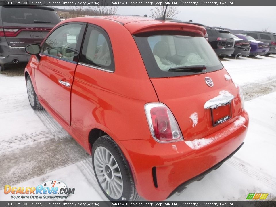 2018 Fiat 500 Lounge Luminosa Orange / Ivory (Avorio) Photo #3