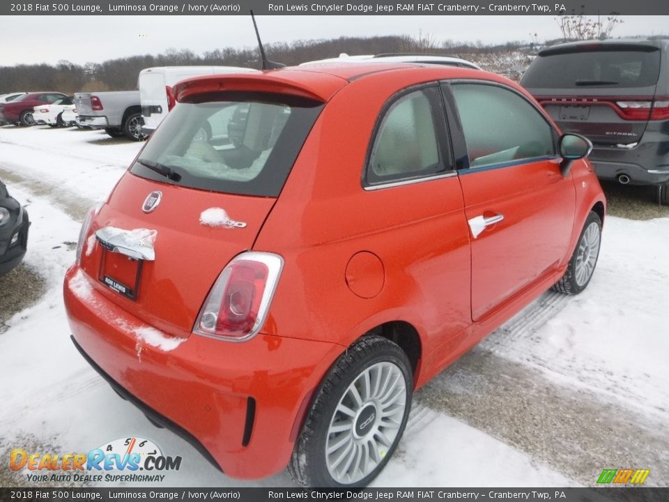 2018 Fiat 500 Lounge Luminosa Orange / Ivory (Avorio) Photo #5
