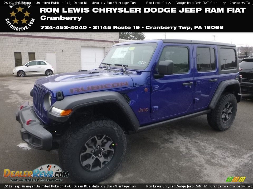 2019 Jeep Wrangler Unlimited Rubicon 4x4 Ocean Blue Metallic / Black/Heritage Tan Photo #1