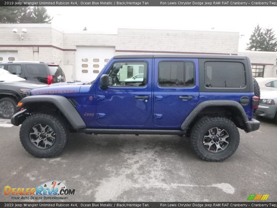 2019 Jeep Wrangler Unlimited Rubicon 4x4 Ocean Blue Metallic / Black/Heritage Tan Photo #3