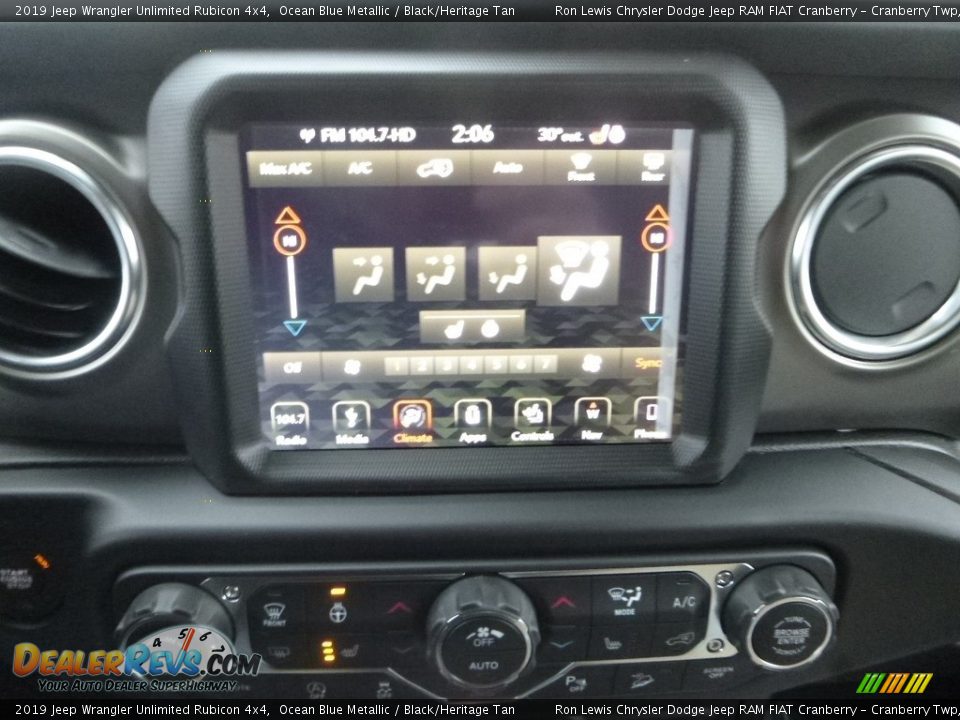 2019 Jeep Wrangler Unlimited Rubicon 4x4 Ocean Blue Metallic / Black/Heritage Tan Photo #16