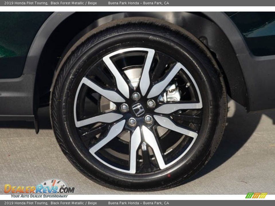 2019 Honda Pilot Touring Black Forest Metallic / Beige Photo #12
