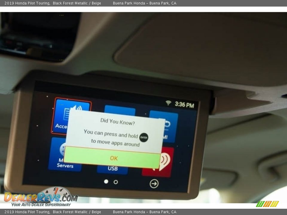 2019 Honda Pilot Touring Black Forest Metallic / Beige Photo #27