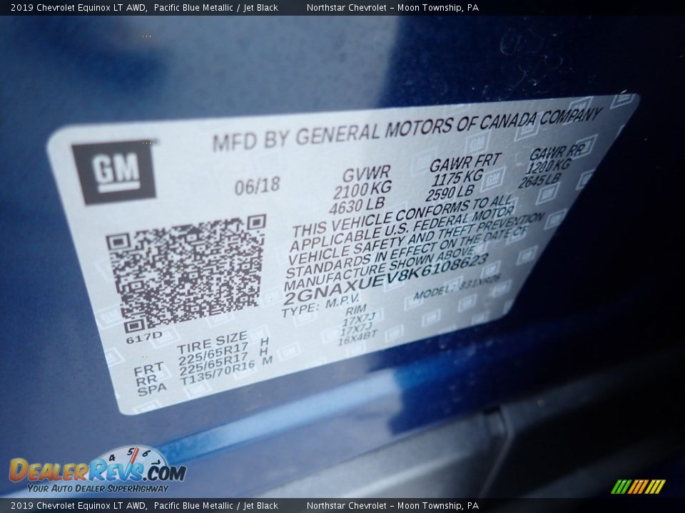 2019 Chevrolet Equinox LT AWD Pacific Blue Metallic / Jet Black Photo #18