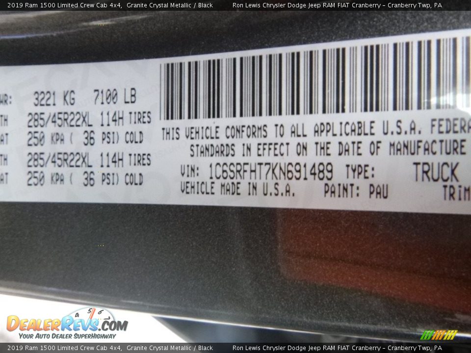 2019 Ram 1500 Limited Crew Cab 4x4 Granite Crystal Metallic / Black Photo #15