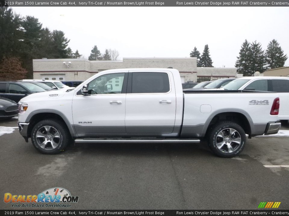 2019 Ram 1500 Laramie Crew Cab 4x4 Ivory Tri–Coat / Mountain Brown/Light Frost Beige Photo #3
