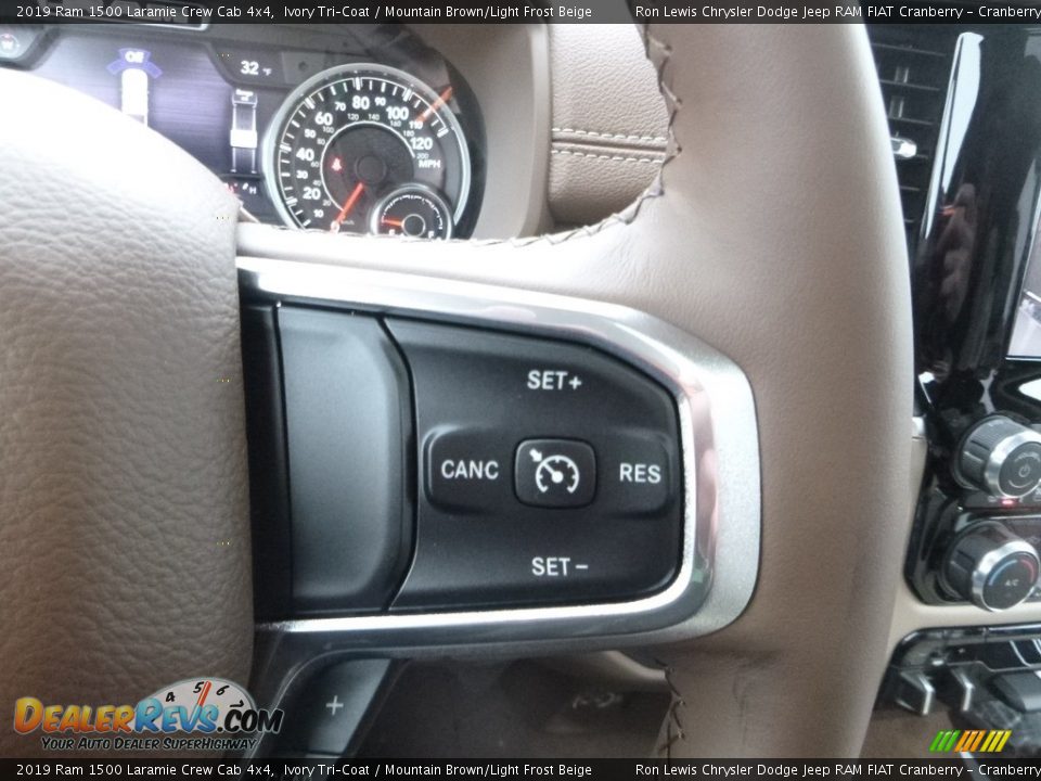 2019 Ram 1500 Laramie Crew Cab 4x4 Ivory Tri–Coat / Mountain Brown/Light Frost Beige Photo #19