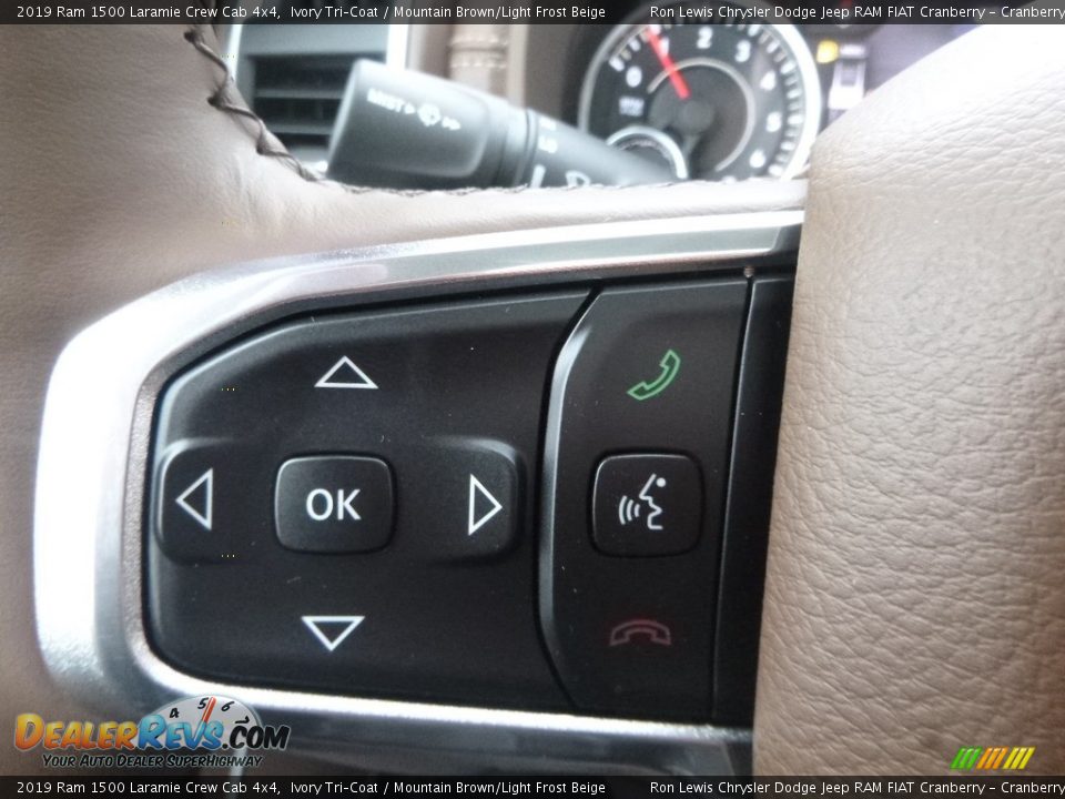 2019 Ram 1500 Laramie Crew Cab 4x4 Ivory Tri–Coat / Mountain Brown/Light Frost Beige Photo #20