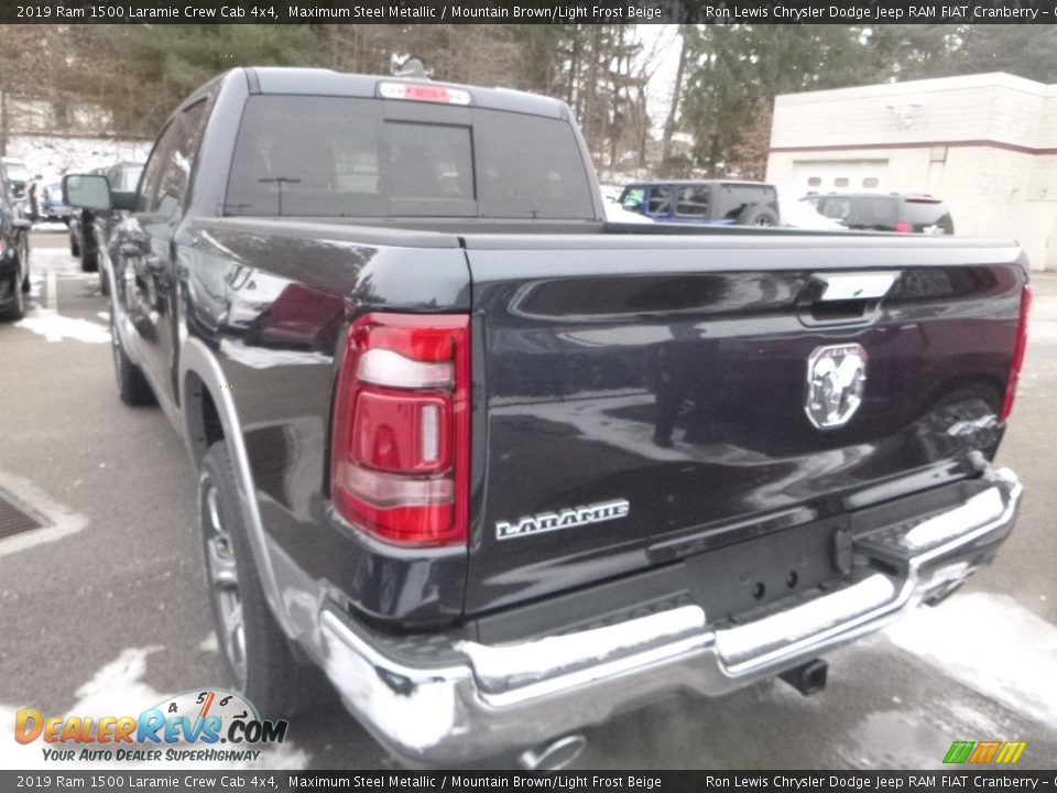 2019 Ram 1500 Laramie Crew Cab 4x4 Maximum Steel Metallic / Mountain Brown/Light Frost Beige Photo #4