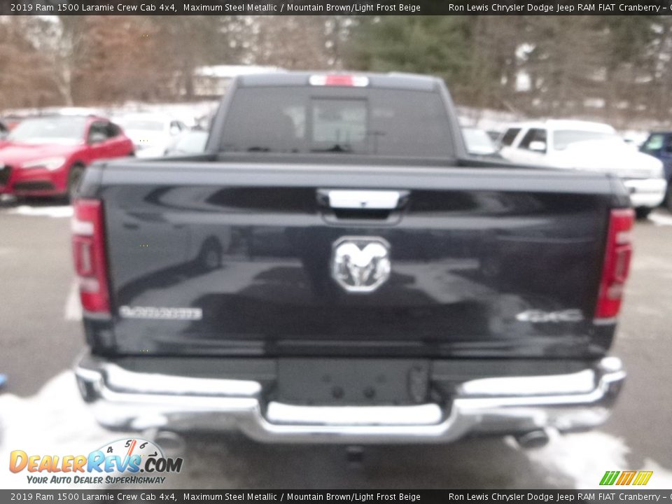 2019 Ram 1500 Laramie Crew Cab 4x4 Maximum Steel Metallic / Mountain Brown/Light Frost Beige Photo #5