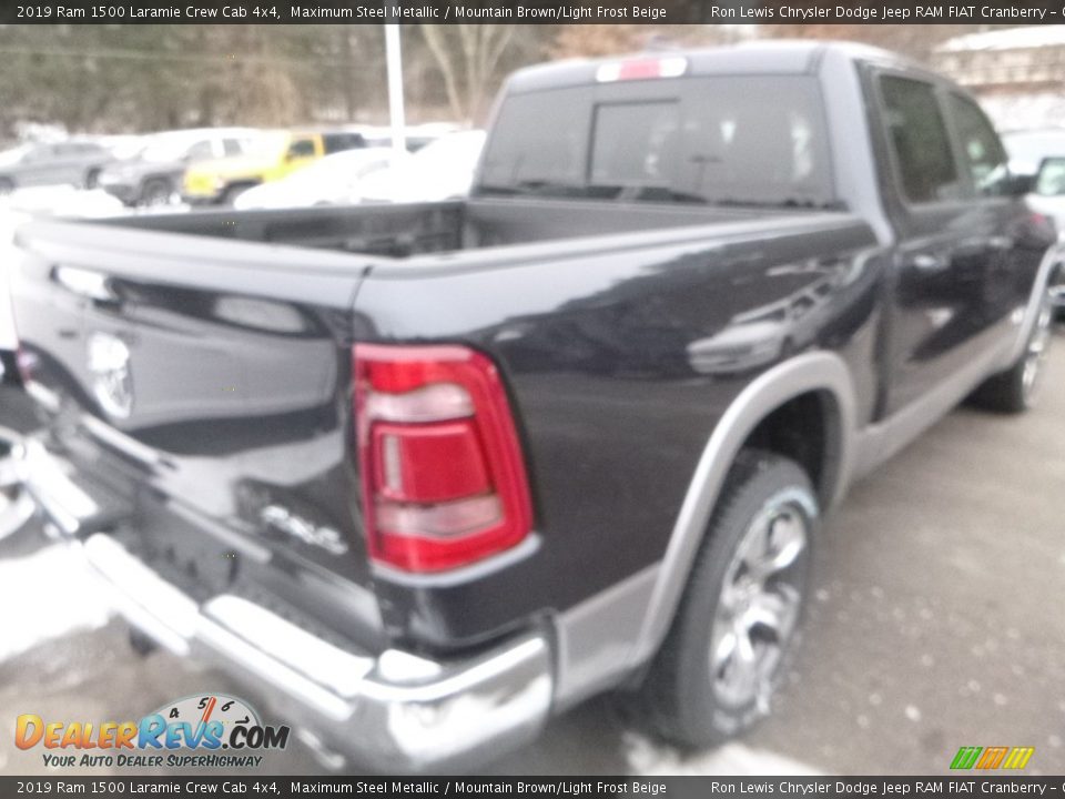 2019 Ram 1500 Laramie Crew Cab 4x4 Maximum Steel Metallic / Mountain Brown/Light Frost Beige Photo #6