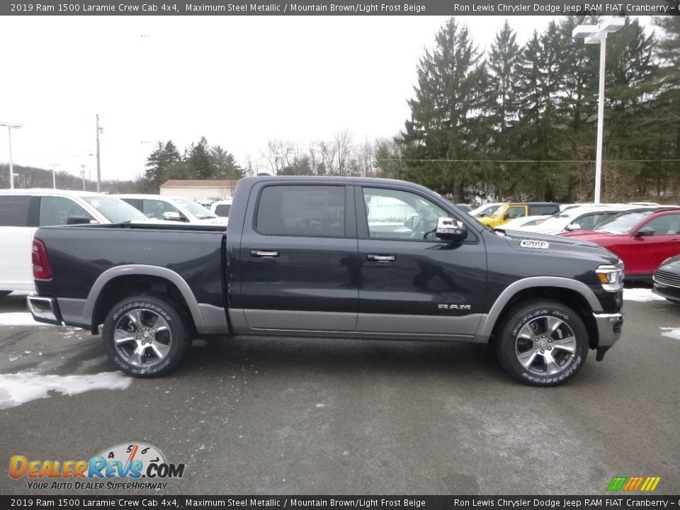 2019 Ram 1500 Laramie Crew Cab 4x4 Maximum Steel Metallic / Mountain Brown/Light Frost Beige Photo #7