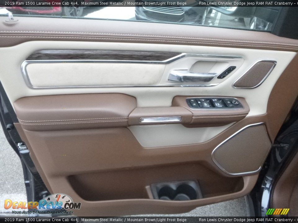 2019 Ram 1500 Laramie Crew Cab 4x4 Maximum Steel Metallic / Mountain Brown/Light Frost Beige Photo #14