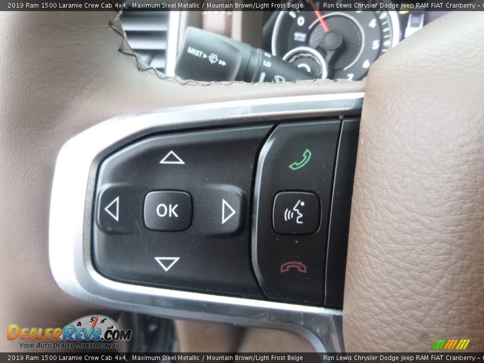 2019 Ram 1500 Laramie Crew Cab 4x4 Maximum Steel Metallic / Mountain Brown/Light Frost Beige Photo #20