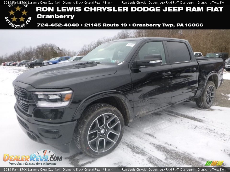 2019 Ram 1500 Laramie Crew Cab 4x4 Diamond Black Crystal Pearl / Black Photo #1