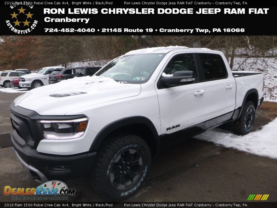 2019 Ram 1500 Rebel Crew Cab 4x4 Bright White / Black/Red Photo #1