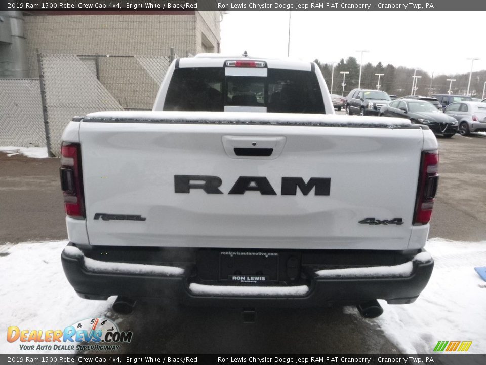 2019 Ram 1500 Rebel Crew Cab 4x4 Bright White / Black/Red Photo #5