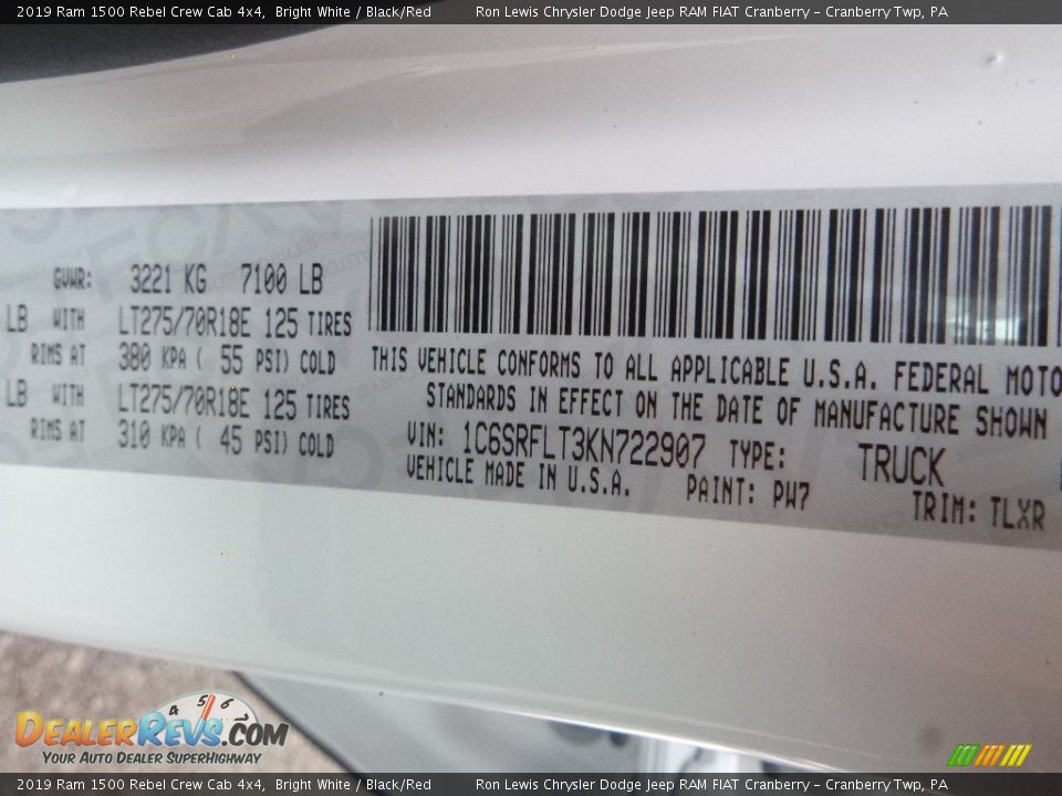 2019 Ram 1500 Rebel Crew Cab 4x4 Bright White / Black/Red Photo #15