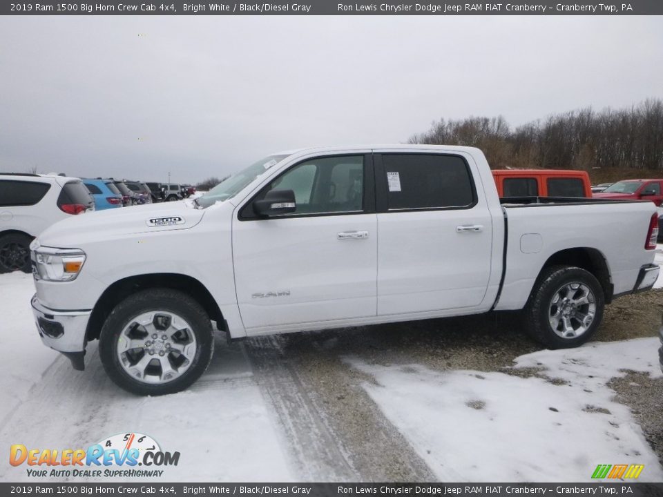 2019 Ram 1500 Big Horn Crew Cab 4x4 Bright White / Black/Diesel Gray Photo #3