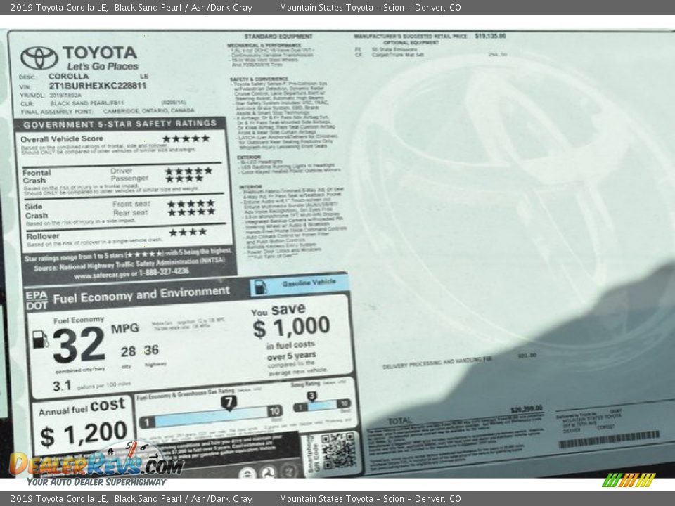 2019 Toyota Corolla LE Black Sand Pearl / Ash/Dark Gray Photo #36