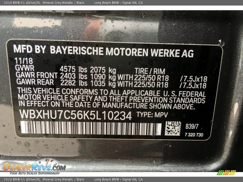 2019 BMW X1 sDrive28i Mineral Grey Metallic / Black Photo #11