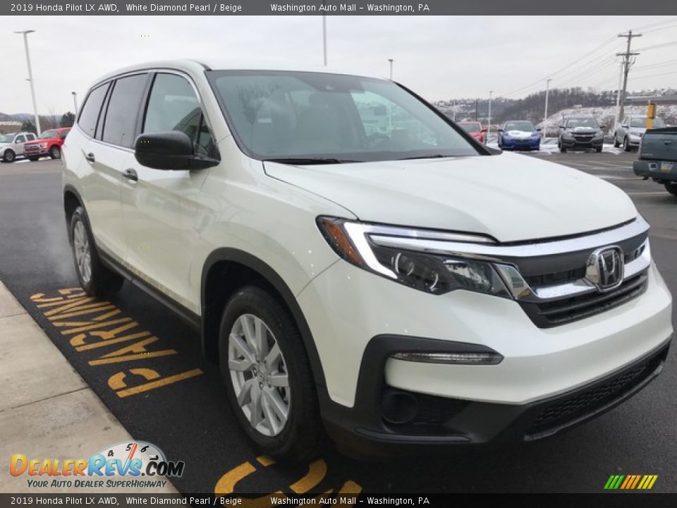 2019 Honda Pilot LX AWD White Diamond Pearl / Beige Photo #5