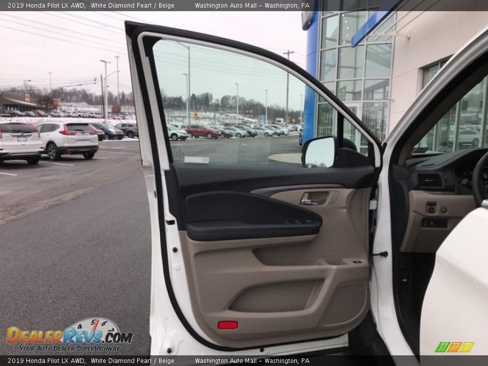 2019 Honda Pilot LX AWD White Diamond Pearl / Beige Photo #7