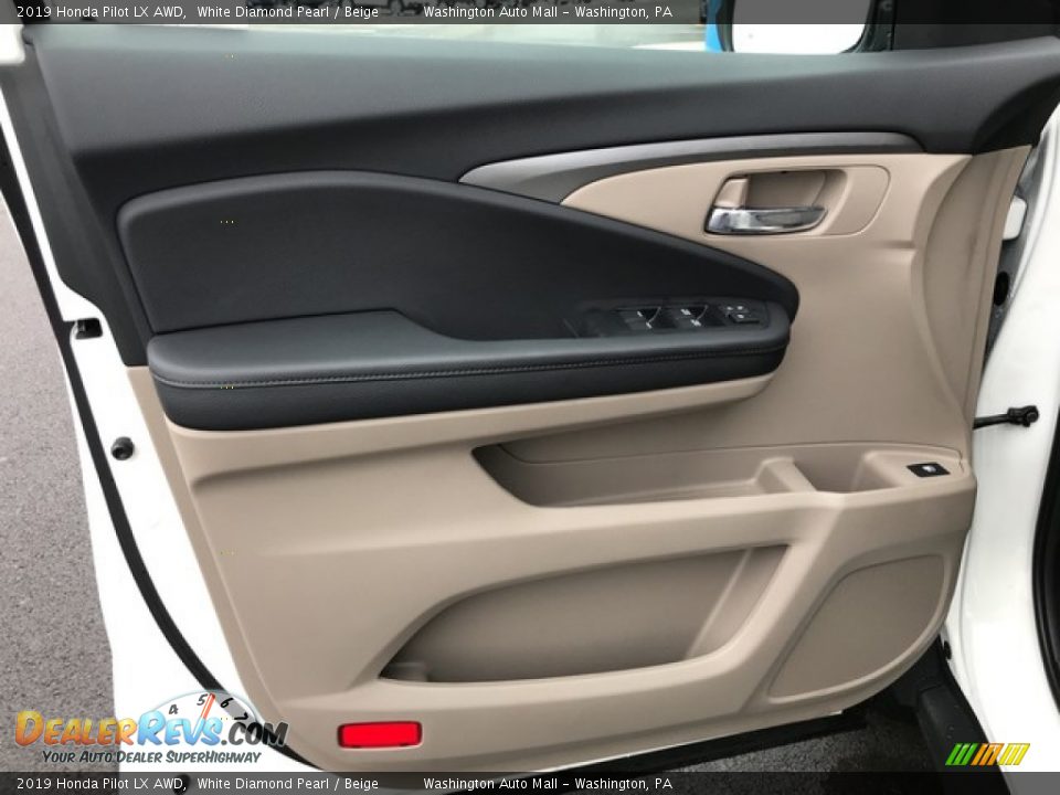 2019 Honda Pilot LX AWD White Diamond Pearl / Beige Photo #8