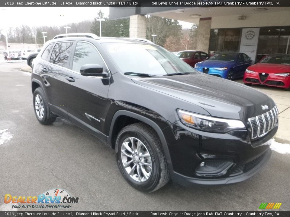2019 Jeep Cherokee Latitude Plus 4x4 Diamond Black Crystal Pearl / Black Photo #3