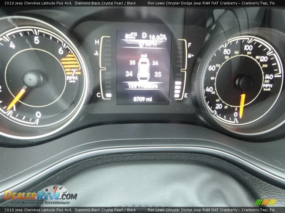 2019 Jeep Cherokee Latitude Plus 4x4 Diamond Black Crystal Pearl / Black Photo #18