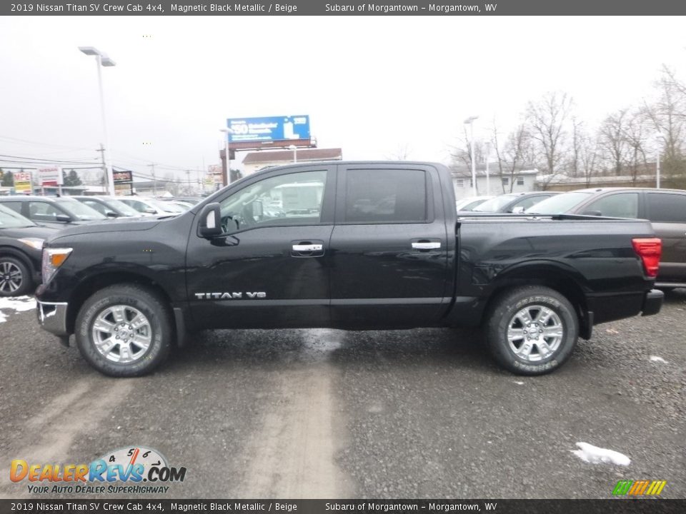 2019 Nissan Titan SV Crew Cab 4x4 Magnetic Black Metallic / Beige Photo #7