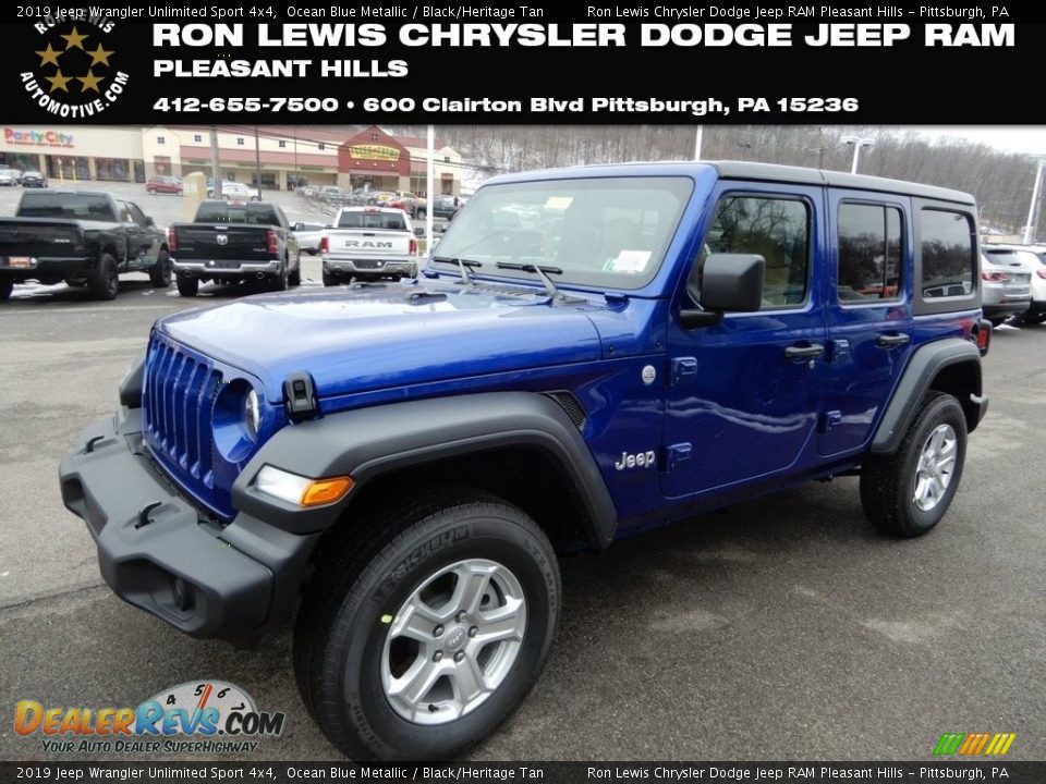 2019 Jeep Wrangler Unlimited Sport 4x4 Ocean Blue Metallic / Black/Heritage Tan Photo #1