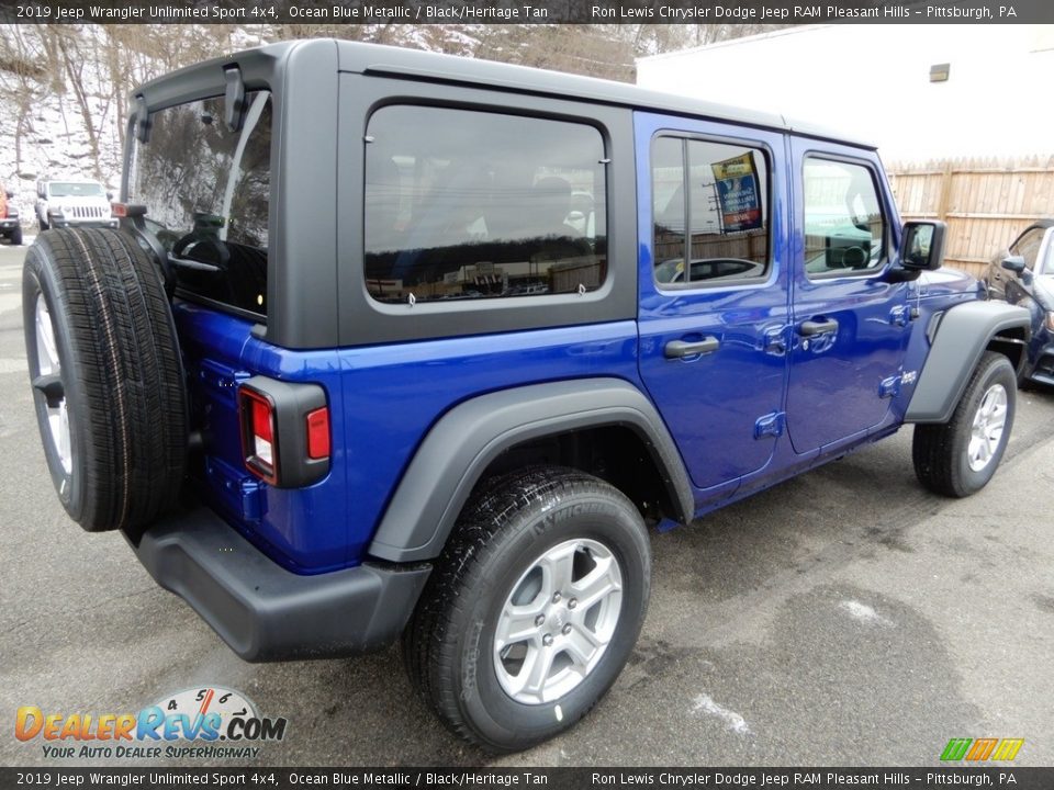 2019 Jeep Wrangler Unlimited Sport 4x4 Ocean Blue Metallic / Black/Heritage Tan Photo #6